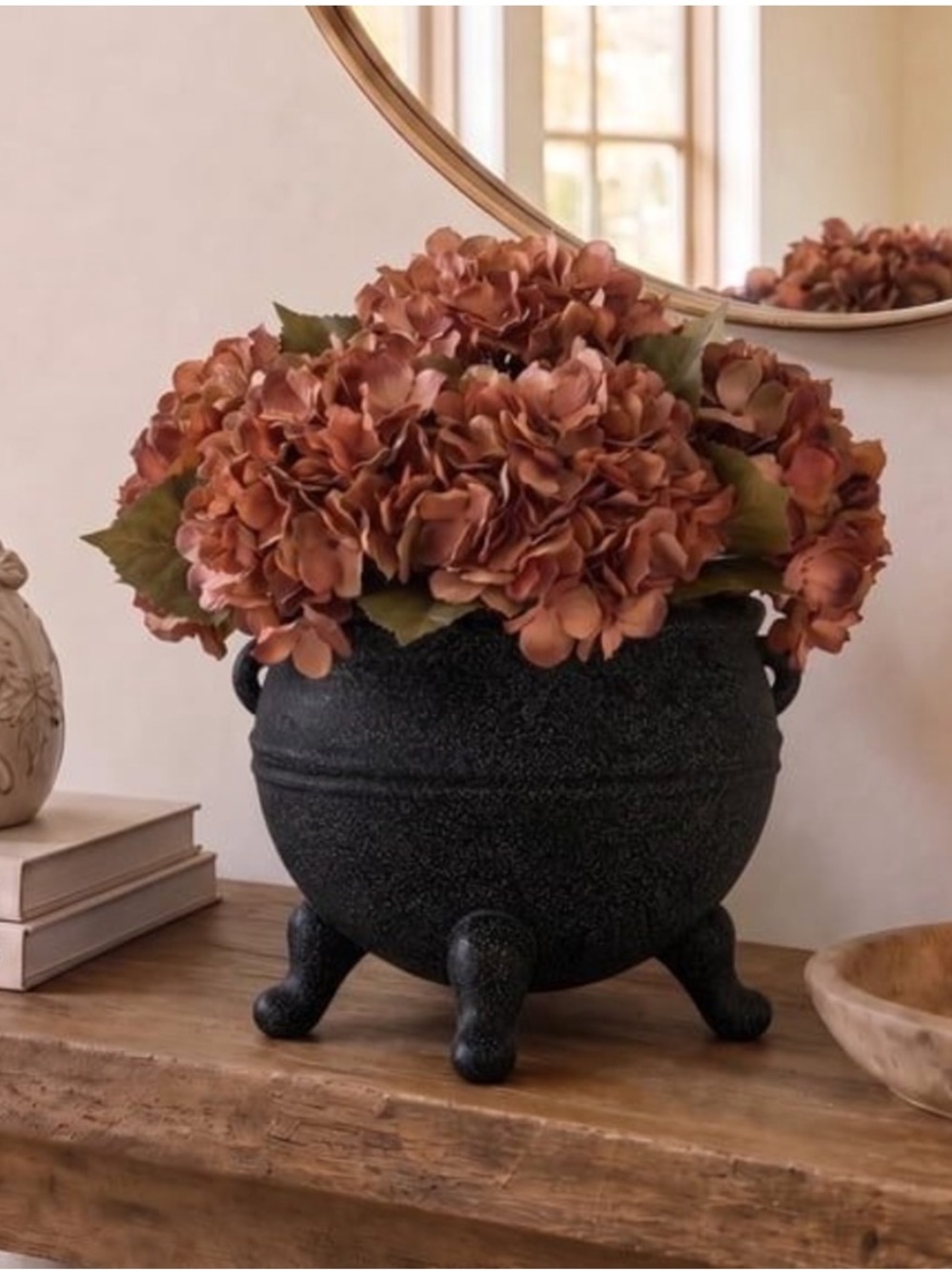 My Texas House Halloween Cauldron Decorative Planter, Black 14”x12”